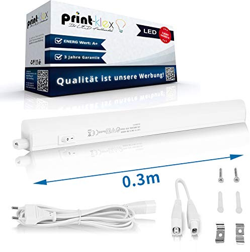 Print-Klex GmbH & Co.KG LED Unterbauleuchte 30cm 400 LM Lichtleiste 4W 4000K-Warmweiß 230V Küchen Schrank Leuchte