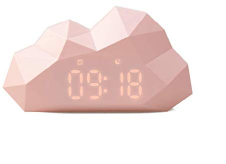 Mini Cloudy Leuchtender Digital-Wecker - Schreibtisch- & Nachttischuhr - Snooze-Funktion - für Erwachsene & Kinder - Modernes Originelles Design - Schlafzimmerdekoration - Kleine Größe - Pink - Mob