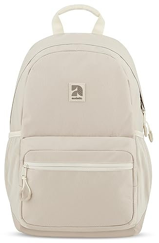 AUDETIC Schulrucksack Mädchen und Jungen Teenager Beige - Flex - Rucksack Damen & Herren mit 16 Zoll Laptop Fach für Schule & Freizeit - Wasserabweisend