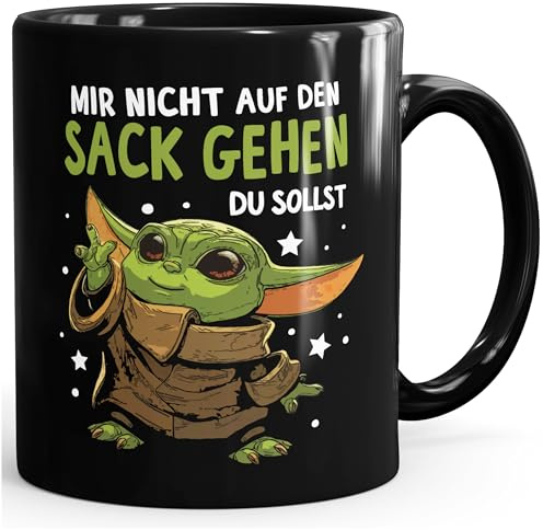 MoonWorks Kaffee-Tasse mit Spruch Mir nicht auf den Sack gehen du sollst Baby Bürotasse lustige Kaffeebecher Schwarz standard