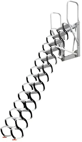 OLOTU An der Wand montierte Klappleiter zum Herunterziehen von Dachbodentreppen, einziehbare Dachbodenleiter, Dachbodenleiter, Dachbodenstufen mit Armlehnen, Belastung 1102 lb
