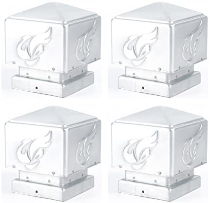 MFFIRE 4 X Chapeau Poteau, Clôture en Acier Galvanisé pour La Clôture Extérieure du Jardin, La Lampe, Le Pont, La Décoration De La Cour De La Boîte Aux Lettres,150x150mm