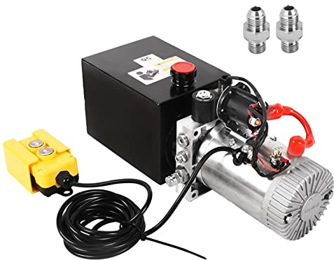 Doppy 4 Quart Hydraulic Power Unit, Single Acting Dump Trailer Pump Hydraulic Pump Metal Reservoir 3200 PSI 12V DC Hydraulic Power Pump Unit for Dump Trailer Car Lifting Platforms