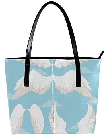 Schultertasche Leicht Casual Schultasche Lehrertasche Handtasche Geldbörse Flügel Engel Blau Himmel Wolke, Mehrfarbig