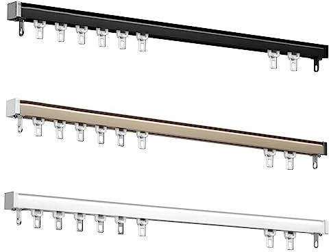 Curtain Rail Aluminium Single Track Pre-Drilled Curtain Rail, Wall/Ceiling Mount, Long Aluminium Alloy Curtain Rod, 1-track Ceiling Rail Curtains Rail System With Hooks For Curtains, Raumteiler