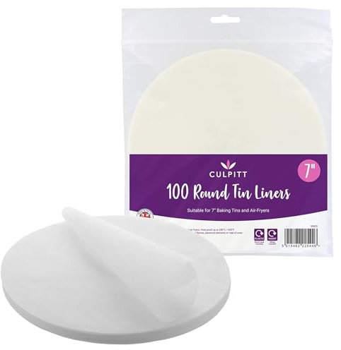 Culpitt Baking Parchment Circles, 100, Round Greaseproof Paper Liners For Cake Tins, Air Fryer, Pizza, Siliconised - 7