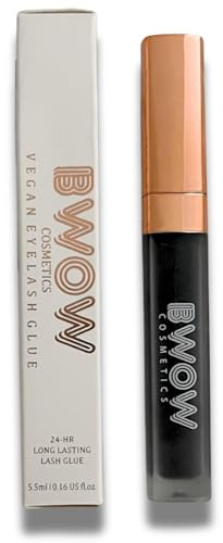 Premium Eyelash Glue, Strong Hold Waterproof Lash Adhesive for False Strip Lashes, Dries Clear, Vegan, Latex Free, Hypoallergenic, Sensitive Eyes, Smudge Proof, All Day Wear, Black