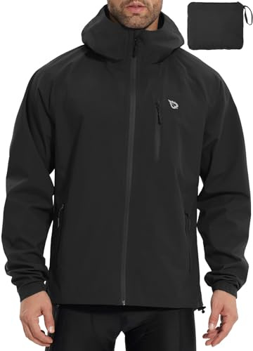baleaf Herren Regenjacke Fahrradjacke Wasserdicht Outdoorjacke Windbreaker mit Kapuze 10000mm H2O Wasserdicht Laufjacke Atmungsaktiv Wanderjacke | 10000mm wasserdicht, 5000g atmungsaktiv. Helmkapuze verstaubar. Viele Taschen packbar. Winddicht reflektierend. Für Outdoor.