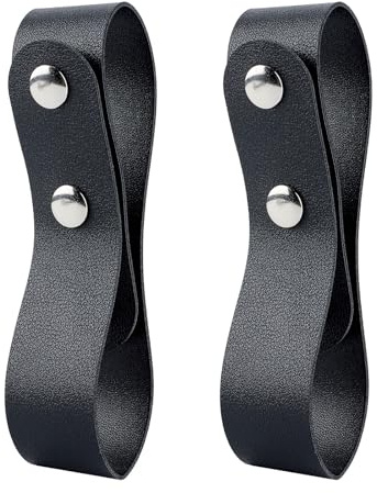 NICENEEDED 2 Stück Peitschenholster Aus Dickem Narbenleder, Schwarzer Gürtelpeitschenhalter, Bullwhip Peitschenschlaufenhalter Für Reitpeitschen Und Gertengürtel