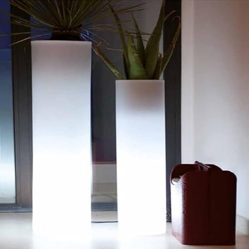 Macetero Luminoso Redondo Maceta 90 cm con Luz LED RGB, Cable o batería (Cable Color Luz Blanca)