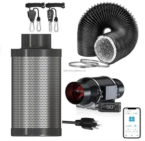 Kit Estrattore WiFi da 4'', App Control Tuya, SmarLife, Filtro Carboni Attivi, Silenzioso 28dB, 364 m³/h. Rilevamento Temperature e umidità.