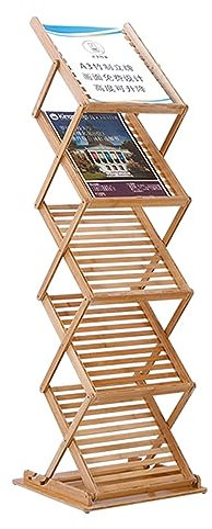 Bambus-Broschürenständer, tragbarer, Faltbarer Pop-up-Zeitschriftenständer mit 5 Taschen, Literaturhalter für Ausstellungen, Büro, Einzelhandelsgeschäft, Wohnzimmer (Größe: A3)