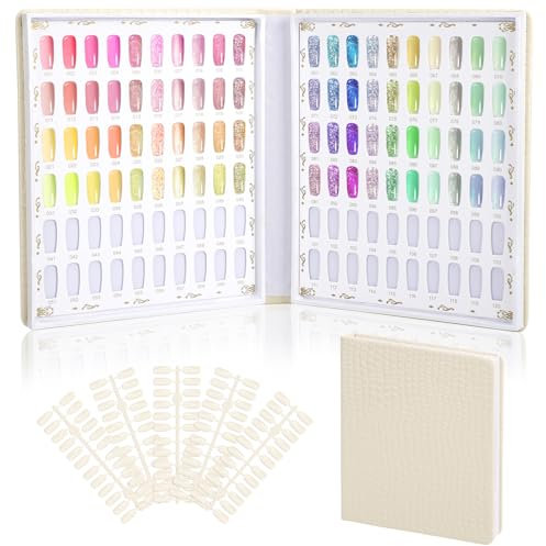 Segbeauty Nuancier Ongles Livre, Nail Affichage Graphique 120 Couleur, avec 120 Pcs Faux Ongles, pour Salons de Manucure (Beige)