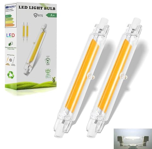 R7S LED 78mm Dimmbar 10W Lampen, R7S LED Glühbirne Ersatz für 100W Halogenlamp, R7S 78mm Kaltweiß 6000K 1000LM, Kein Flackern, 360°Abstrahlwinkel LED Stab, LED Leuchtmittel, 2er Pack