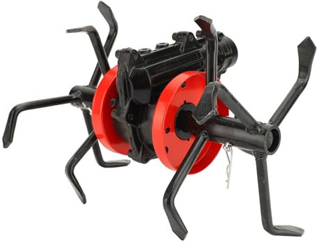 Cultivator Attachment, Universal Rotary Cultivator Tool Replacement Wheel, Aluminum Iron Alloy 6 Claw Garden Deep Tilling Wheel for Grass Mowing, Soil Loosening, 26mm 9 Tooth