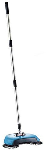 Easylife Manual Floor Sweeper with Twin Rotating Spin Brushes and Microfibre Cloth - Cordless Hard Floor Cleaner for Laminate, Tiles, Wooden Floors - Compact Hand Push Sweeper - Blue, L110xW30xD20cm