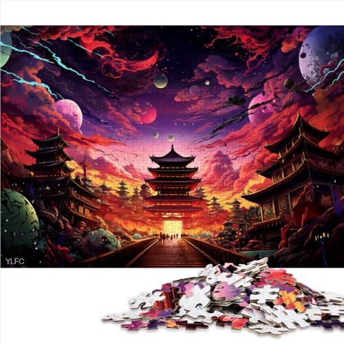 Puzzle für Erwachsene, 1000 Teile, Sensoji-Tempel, Japanpapier-Puzzle, für Erwachsene und Kinder ab 12 Jahren, Lernpuzzle, Familienspiel. Größe: 52 x 38 cm