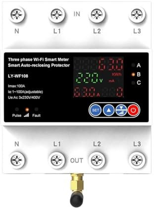 DNMBVQJB Protection Contre Les surtensions et Les sous-tensions, WiFi, triphasé, 4P, 100a, Vie Intelligente, Compteur Intelligent, minuterie, Interrupteur, disjoncteur