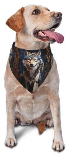 Hundhalsduk, oljemålning, tribal varg, triangulär haklapp, hundnäsduk, söta hundtillbehör, hundhalsdukar