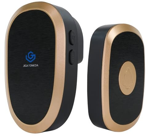 JIGATONEDA Campanello wireless alimentato a batteria, campanello con 38 melodie, 110 dB, portata 150M, campanelli wireless con LED lampeggiante, modalità silenziosa, uso esterno
