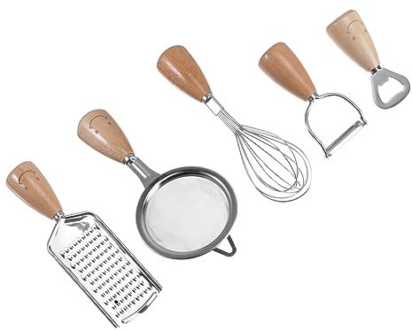 VINTORKY 5stücke Schäler Mit Holzgriff Set Küchenwerkzeug Eierschläger Mit Holzgriff Essgeschirr-zubehör Für Zuhause Und Küche Silber