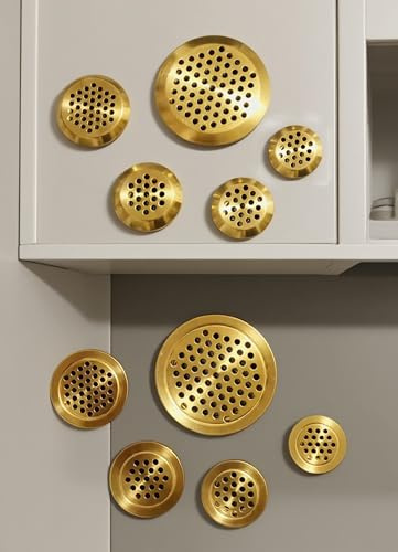 NIDETION Rejilla de ventilación circular de 19 mm, rejilla decorativa dorada de malla de acero inoxidable, para armarios, zapateros, taquillas y casas de mascotas. Un buen regalo (dorado, 10 unidades)