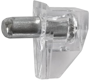 Safety Bodenträger 3 mm Kunststoff transparent mit Stahlstift | 20 Stück, Einlegeboden Halter, Regalbodenträger, Fachbogenträger, Massiver Stahl, Artikelnummer 9157204