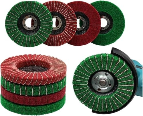 Angle grinder grinding sheet,4.5 115mm Nylon Fiber Flap Polishing Wheel Scouring Pad Abrasive Buffing Grinding Disc for Angle Grinder Metal Surface(Mixed Pack 4pcs)