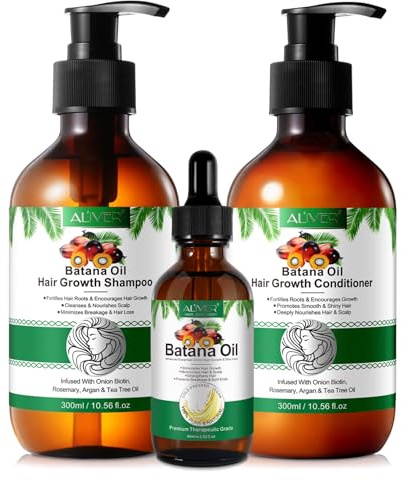 P-Beauty - Batana Aceite Champú, Acondicionador y Aceite para el Cabello Set con Romero – Refuerza el crecimiento del cabello, hidratación intensa, regenera el cabello fino y dañado, combate las