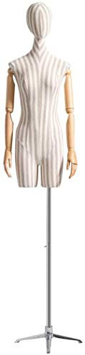 SHANYAYALI Maniquí femenino para cuerpo de torso de vestir, a la moda, altura ajustable, soporte de trípode para chupete, brazo desmontable de madera maciza para exhibición de joyas de vestido