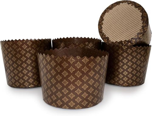 6pcs Baking Paper Molds for Easter Bread Cakes Panettone Paska Brown/Gold 178 * 110mm