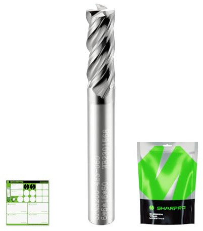 SHARPRO VHM Schaftfräser Metall Hartmetallfräser Für CNC-Fräser 6mm Schaft | 6mm Schnittdurchmesser AlCrN-beschichtet für Holz, Metall Acryl Kunststoff 4-Flöte Spiralfräser Drill End Mill Fräser Bit