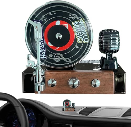 Poludatly Record Player Car Air Freshener | Car Fragrance Diffusers | 360 Degree Rotation Cool Creative Style Retro Aromatherapy Decoration for Adult Men Women