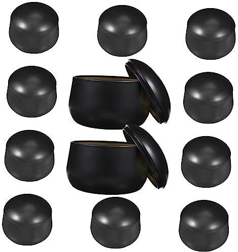 Angoily Latas Pequeñas Cuadradas 8oz de Hojalata Negras, 12 Piezas