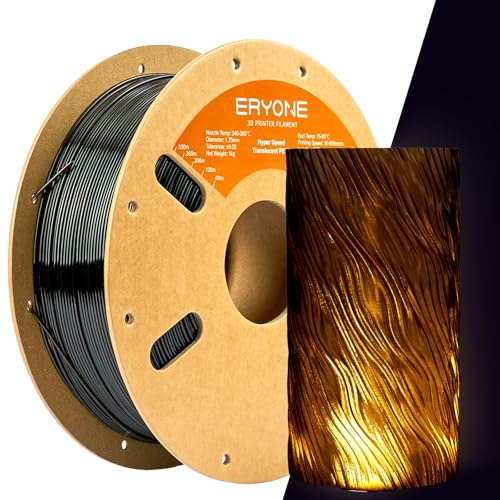 ERYONE High Speed Translucent PETG Filament 1.75mm +/- 0.03mm, 3D Drucker Filament, 30-500mm/s Hyper Speed Translucent PETG Filament, 1 kg/Spule, Bernstein