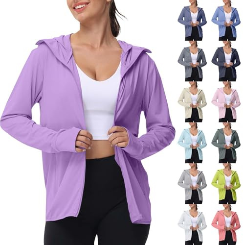 HUIFUAO – Chemise anti-UV pour femme avec fermeture éclair, protection solaire, vêtements d'été en soie glacée UPF 50, veste légère avec poches et bord amovible pour l'extérieur, le cyclisme, la