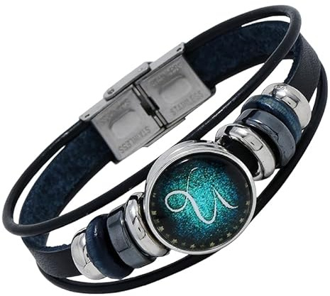 HUIANGLIYG Armband mit 12 Sternbildern und Sternenhimmel für Herren und Damen, Verstellbar, Mehrlagig, Geflochten, Lederarmband, Retro Sternzeichen, Handgefertigt, Armband für Freundschaftsschmuck