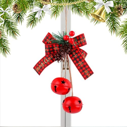 Campane Natalizie Per Decorazione,Campane Decorative con Fiocco Decorazioni per Albero | Decorazioni per Feste Natalizie da Esterno per Casa Giardino Parete e