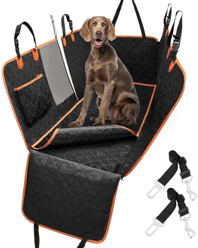 KYG Hundedecke Auto Rückbank mit zusätzlichem abnehmbarem Bezug, wasserdichter Hunde-Autositzschutz mit Netzfenster, Hundematte Auto Rückbank Dauerhaft, Autoschondecke Hund für Einfache Reinigung