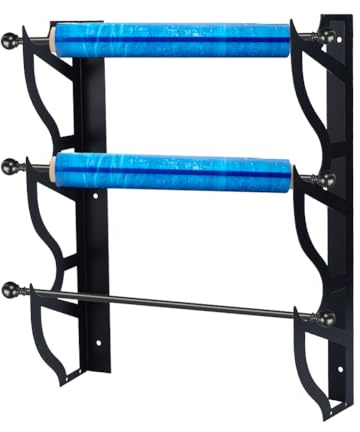DICOSMETIC 4 pezzi metallo vinile rotolo scaffale 6 livelli montato a parete in vinile supporto per carta da parati nero scaffale in ferro vinile rotolo supporto per auto pellicola materiale