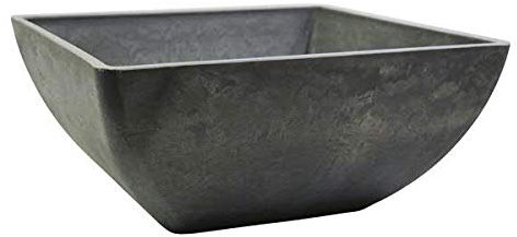 Klocke Dekorationsbedarf Wunderschöne Pflanzschale/Schale zum Bepflanzen – Eckige Blumenschale - Kunststoff/Kunststoffschale - Winterfest (Groß: 40x40x18cm, Grau)