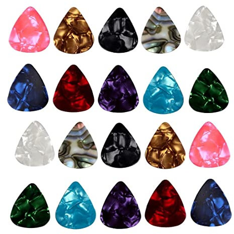 LIUJZZJ 40 Stück Mischfarbige 0,46 mm Gitarrenplektren Zelluloid Plektren Pick Plektrum mit der Metallbox