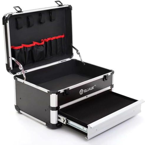 ELIAUK Tool Box Hard Case Tool Organizer Storage Cabinet Carry Case Tool box with Drawers(Silver)