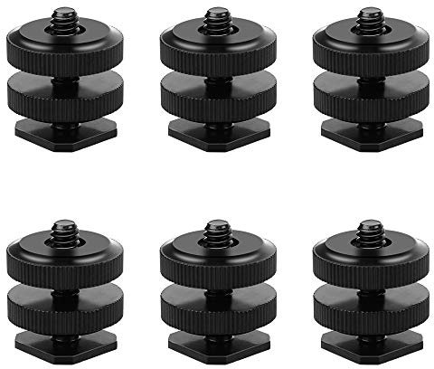6 Pcs Hot Shoe Mount to 1/4-20 Tripod Screw Adapter, 1/4 Screw Adapter for Flash, DSLR Camera Rig