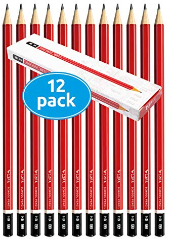 12 HB Wood Cased Pencils for Children | Hexagonal | Everyday Office use (Black Lead)