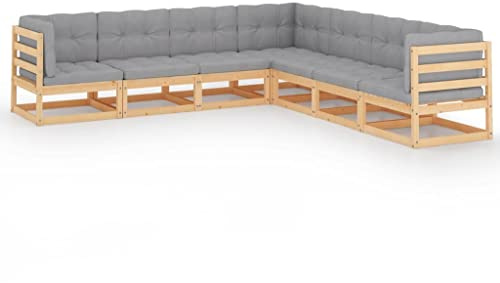 vidaXL 7-TLG. Garten-Lounge-Set mit Kissen Kiefer Massivholz