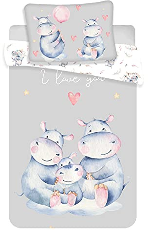 APTEX Baby Bettwäsche Hippos Nilpferd 100x135 cm