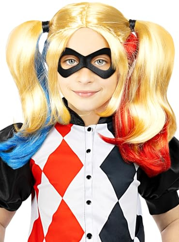Funidelia | Harley Quinn Perücke für Mädchen Superhelden, DC Comics, Suicide Squad - Zubehör für Kinder, Zubehör für Kostüm - Gelb