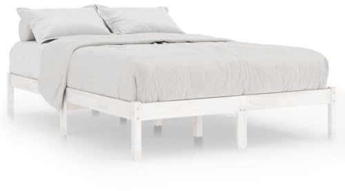 vidaXL Kiefer Massivholzbett Bettgestell Bett Holzbett Doppelbett Futonbett Bettrahmen Schlafzimmerbett Schlafzimmermöbel Weiß 120x200cm