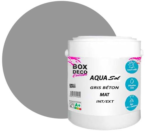CAJA DECO COLORES Pintura Suelo exterior/interior acrílico alta resistencia aspecto mate Aqua Sol - 5Kg, Gris Hormigón